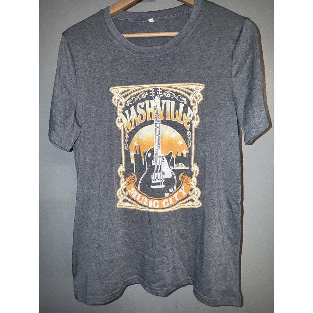 Nashville Country Music City Guitar T-Shirt‎ Size Large Orange, Cowboy Festival - Picture 2 of 6